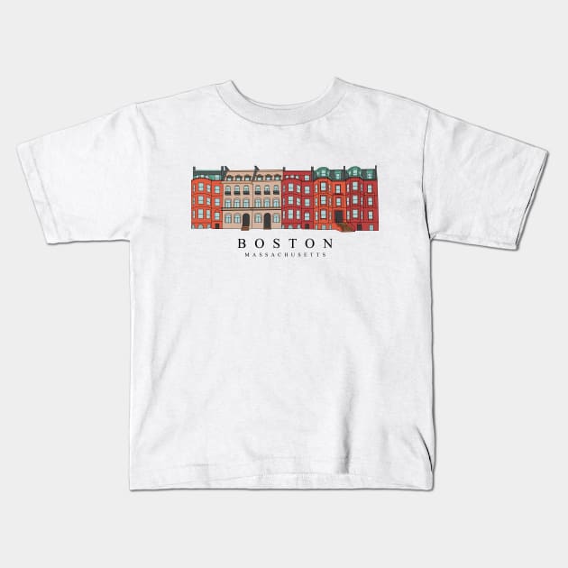 Boston Street (Brownstones) Kids T-Shirt by Ashley Warner